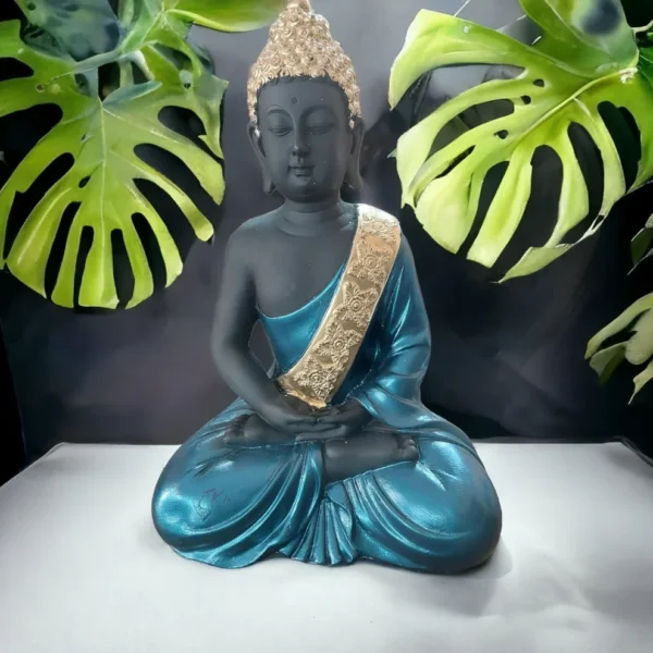 samadhi buddha decor statue black blue resin