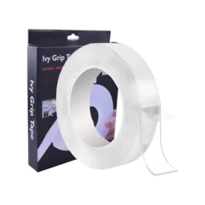 TINUMS double sided nano gel tape transparent ivy grip tape strong adhesive for glass tiles wood plastic and metal holds up to 6.8 kg.