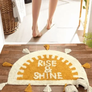 sushiel rise and shine semi circular cotton bath mat
