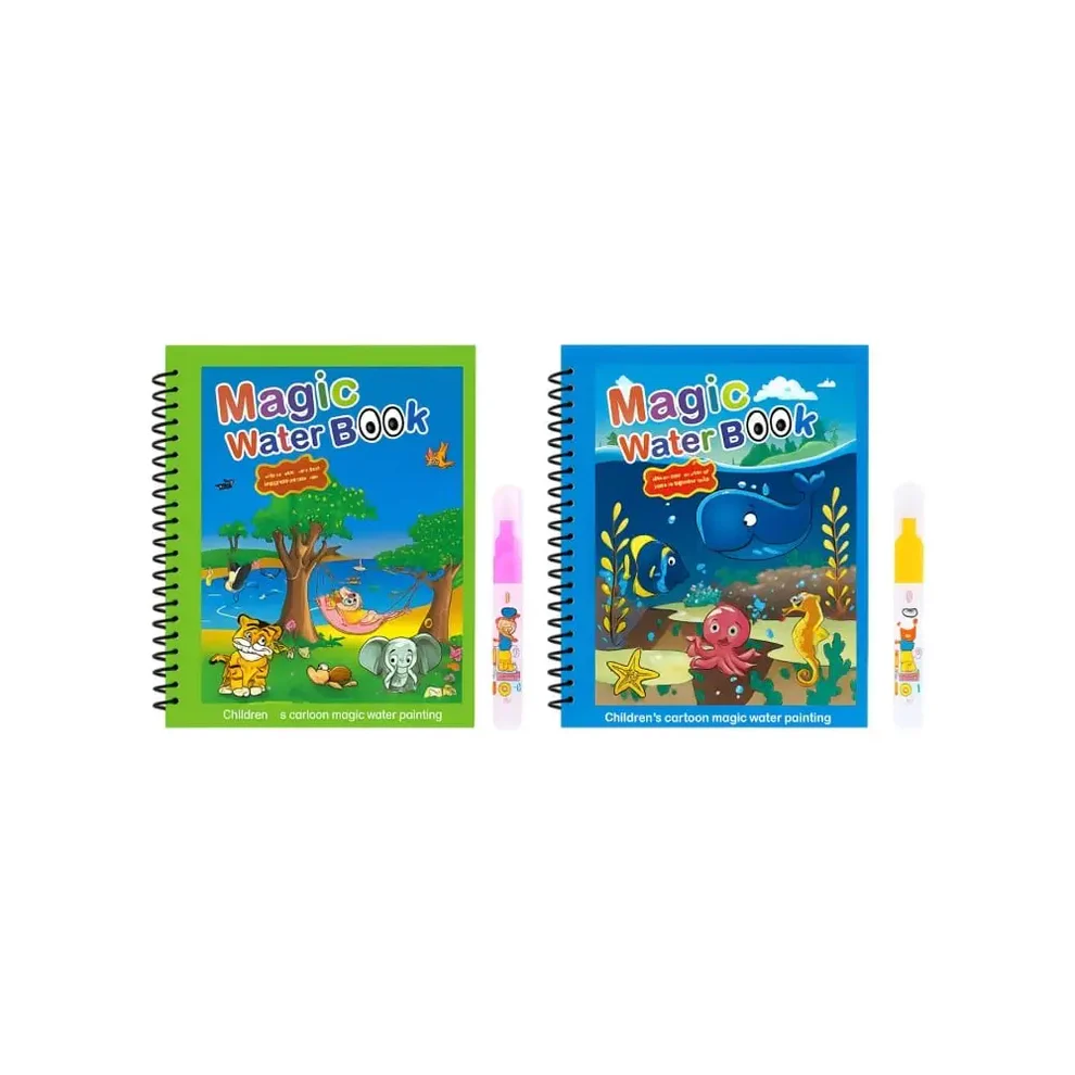 magic water book with refillable pens set of 2