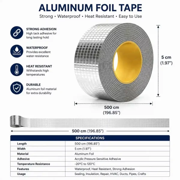 Waterproof aluminum tape dimensions and specifications