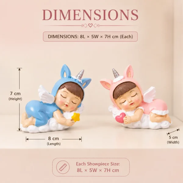 Angel baby showpiece dimensions 8L x 5W x 7H cm