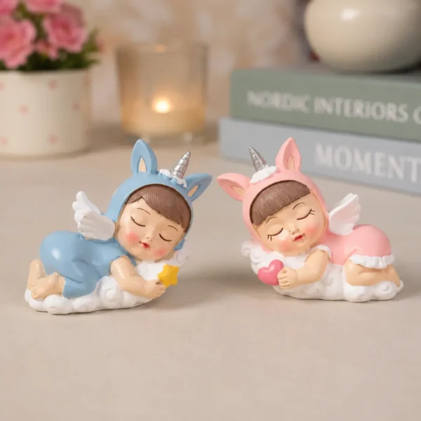 Angel baby figurine set for bedroom and living room decor