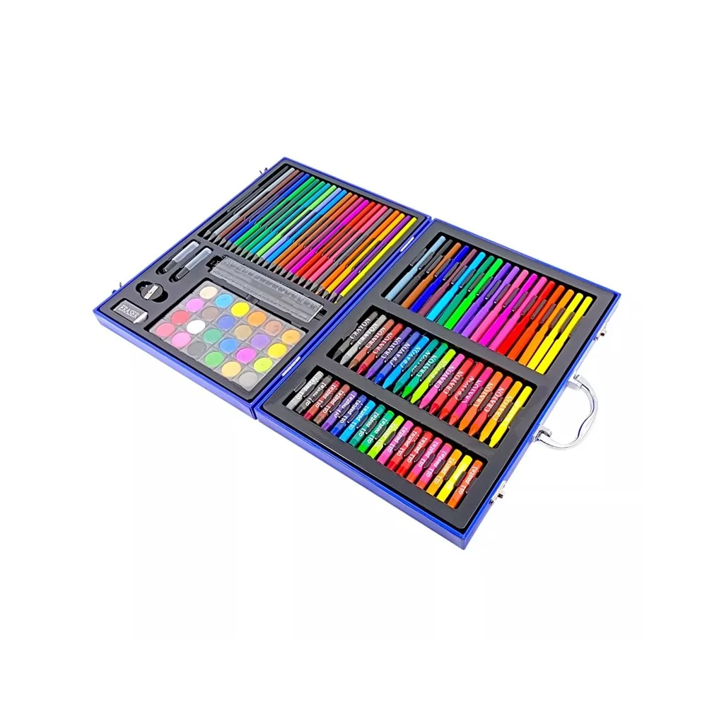 Best 128-piece coloring kit with pencils, crayons, paints, and accessories.