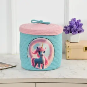 Base Braided Kids Basket in Aqua made from 100% natural cotton