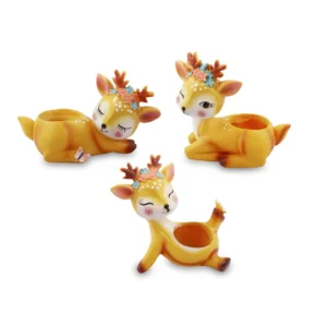 deer shape planter set of 3 resin yellow pots