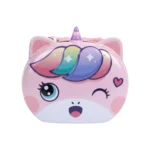 Premium unicorn piggy bank with colorful rainbow mane and cute design.