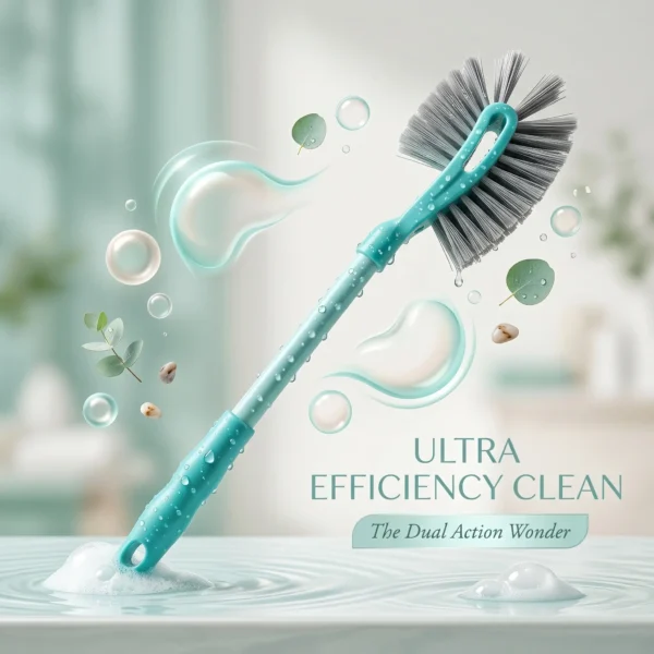 Premium dual-angle toilet brush with dense bristles for efficient deep cleaning.