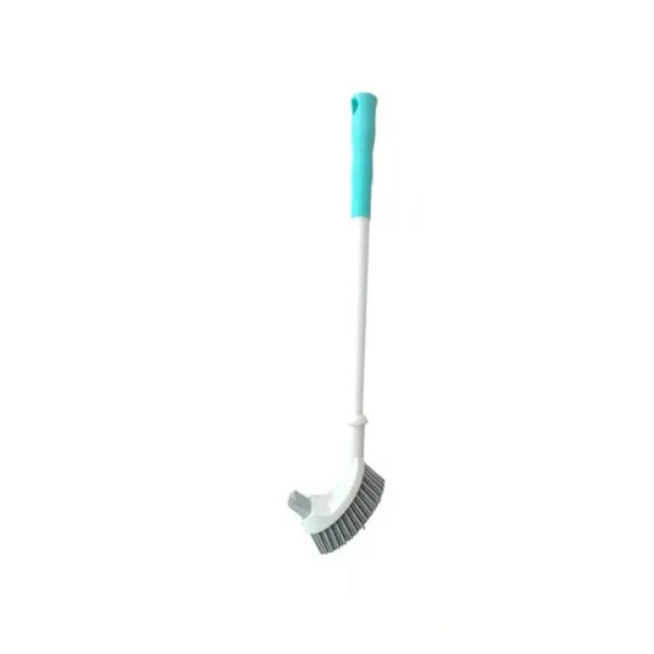 Premium dual-angle toilet brush with long handle and durable cleaning bristles.