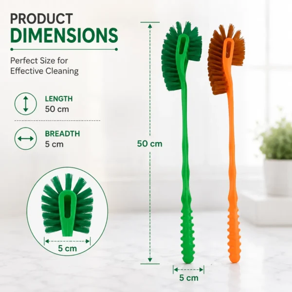 Compact toilet brush dimensions showing 50 cm length and 5 cm brush width.