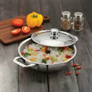 home lane kadai with lid stainless steel triply induction kadhai