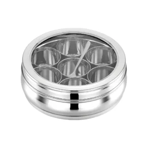 home lane stainless steel masala box 7 compartment spice box
