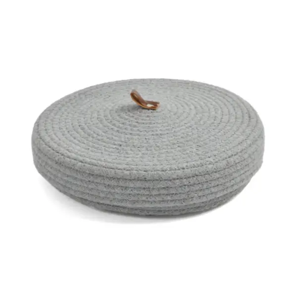 Grey cotton storage basket measuring 18 x 18 x 9 cm