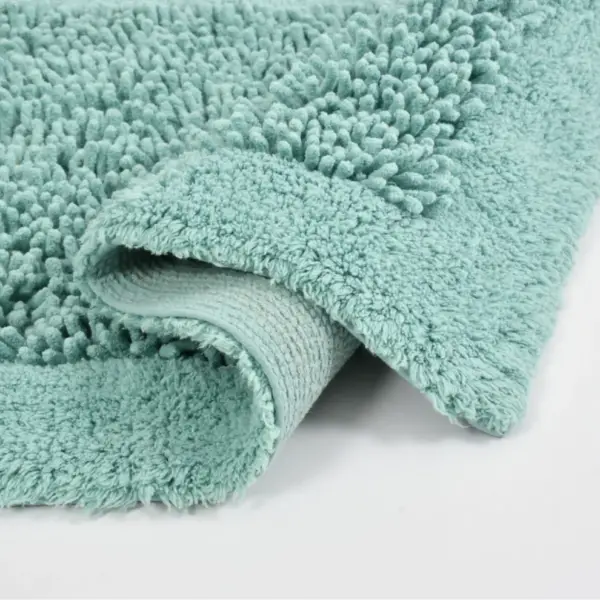 Green Tales aqua cotton bathmat with soft plush texture and absorbent fibers