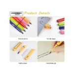 Durable inkless pencil featuring textured tip, clip design, and built-in eraser.
