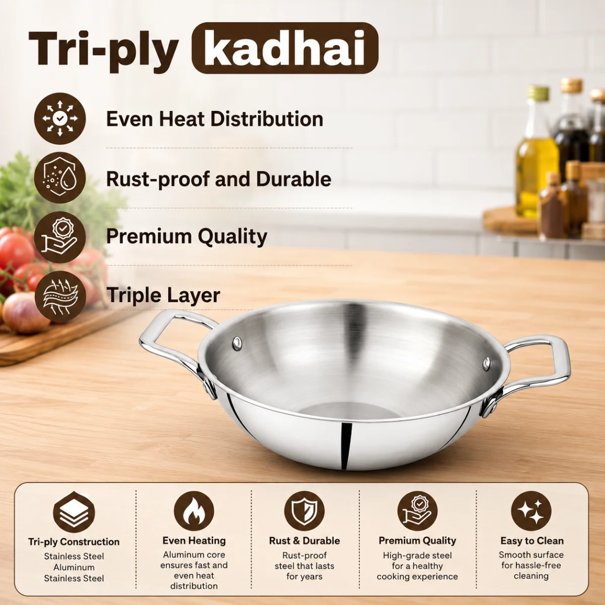 This ideal metallic deep frying pan is very economical.
