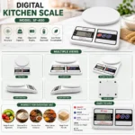 Professional SF-400 kitchen scale showcasing front, side, top and back views.