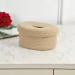 Napkin braided cotton basket with detailed macrame design