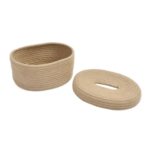 Beige cotton storage basket for napkins and small essentials