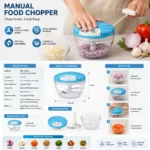 Best manual food chopper with pull-cord mechanism, stainless steel blades and easy operation.