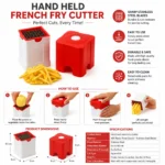 Best manual French fry cutter demonstrating simple potato slicing process step by step.