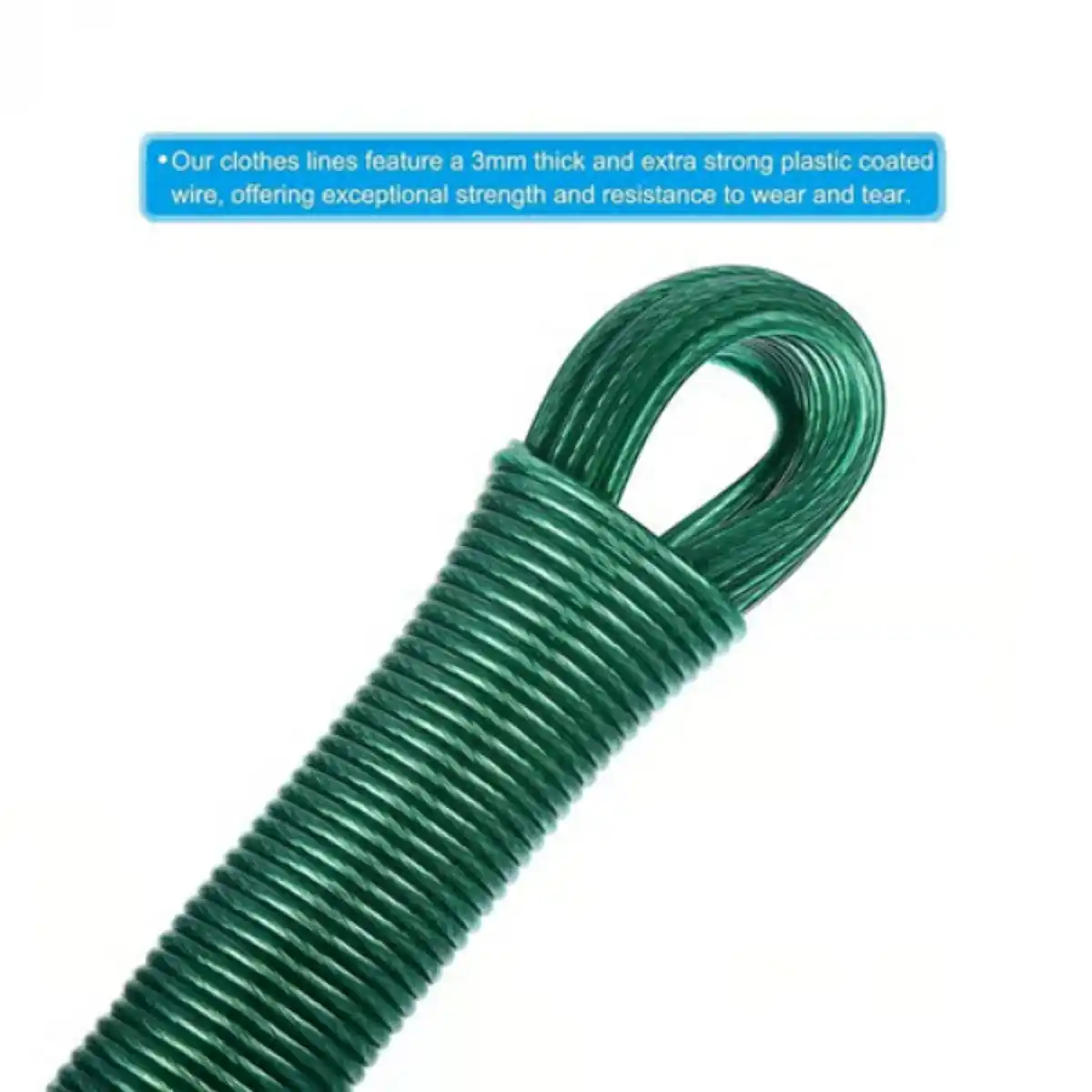 Heavy-duty weatherproof clothesline wire closeup view