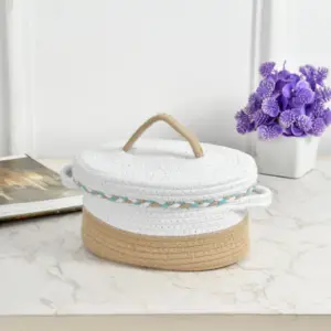Raise Braided Basket in Brown and White made from 100% natural cotton