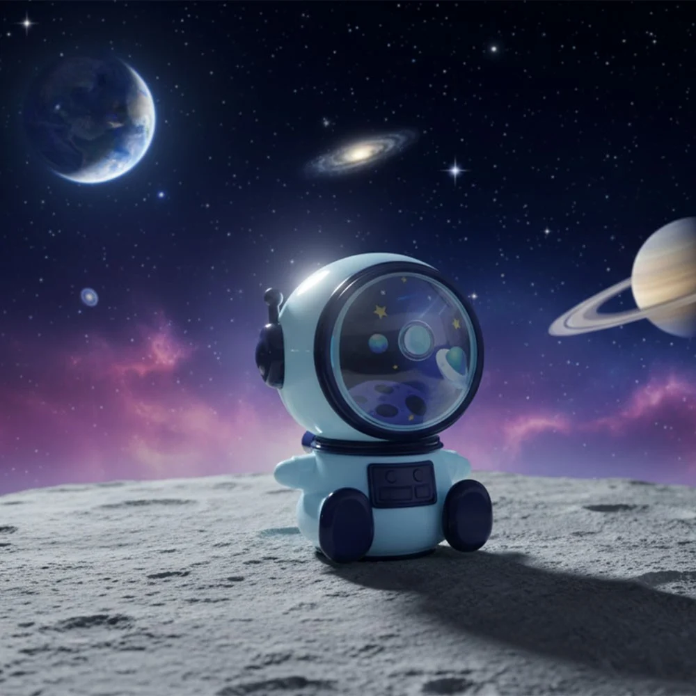 Premium astronaut pencil sharpener with galaxy theme and decorative space design.