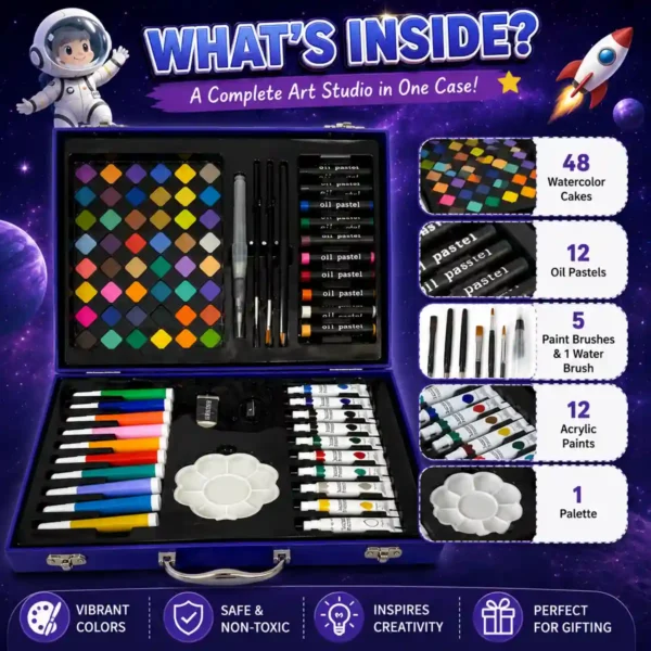 Best space party art set displaying painting tools and creative essentials.