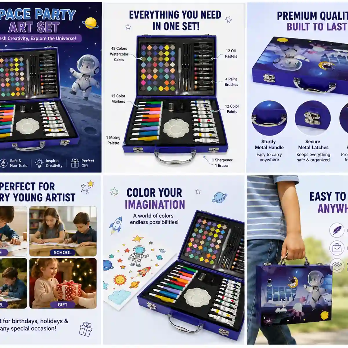 Premium portable art and coloring kit perfect for kids creative projects.