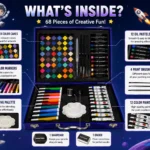 Premium space art kit showing complete painting and coloring supplies collection.