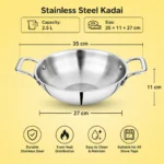 Best suitable low price stainless steel kadhai size.