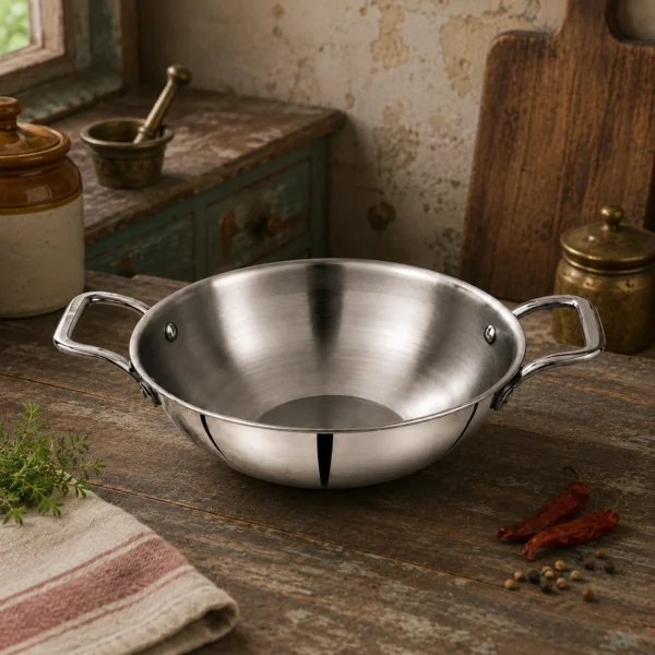 Low price best stainless steel kadhai suitable for you.