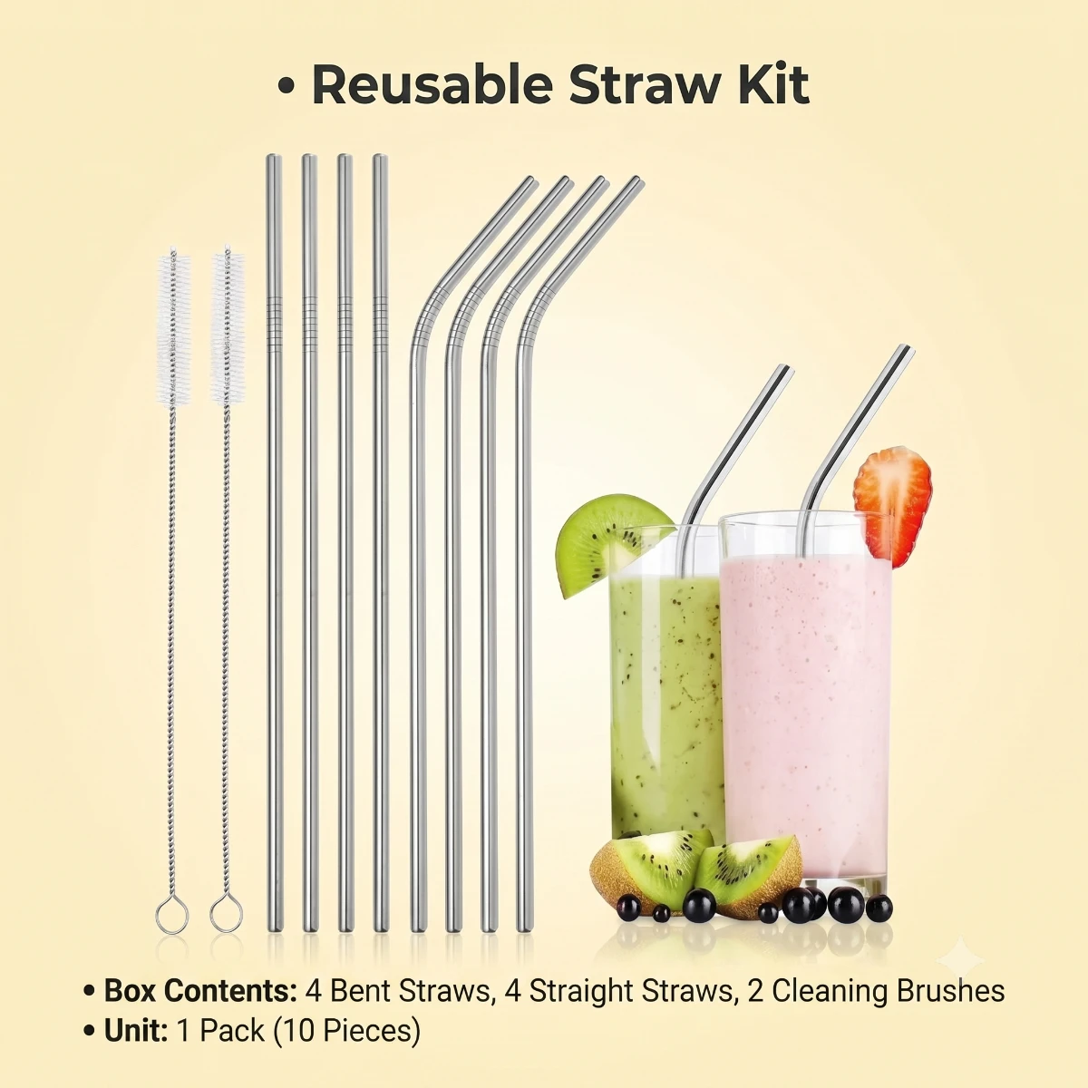 Own a top-performing reusable straw set at an economy rate.
