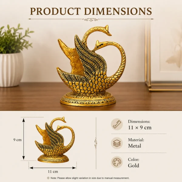 Swan Duck tissue paper holder metal dimensions 11 x 9 cm decorative gold holder