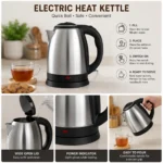 Reliable electric kettle showing quick boil features and easy pouring design.