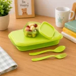 TINUMS Plastic Divine Lunch Box with fresh fruits stored in small container for organized meals