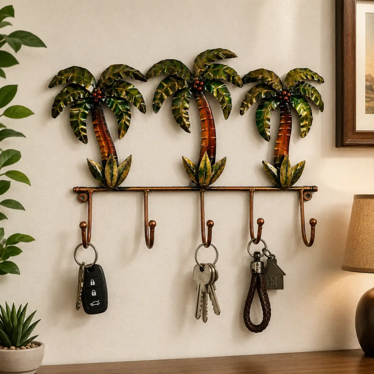 Decorative Trinity Khajur Tree key hanger for home entryway and wall organization