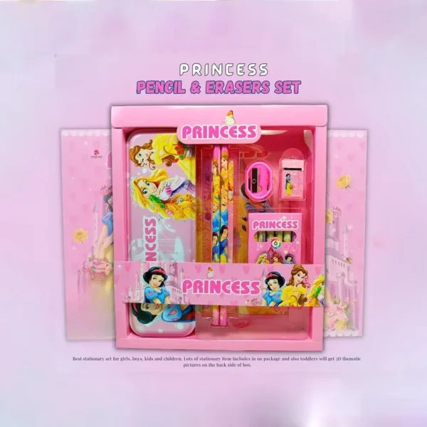 VARKAUS Disney Princess stationery kit for girls with princess pencil box crayons ruler pencils and accessories