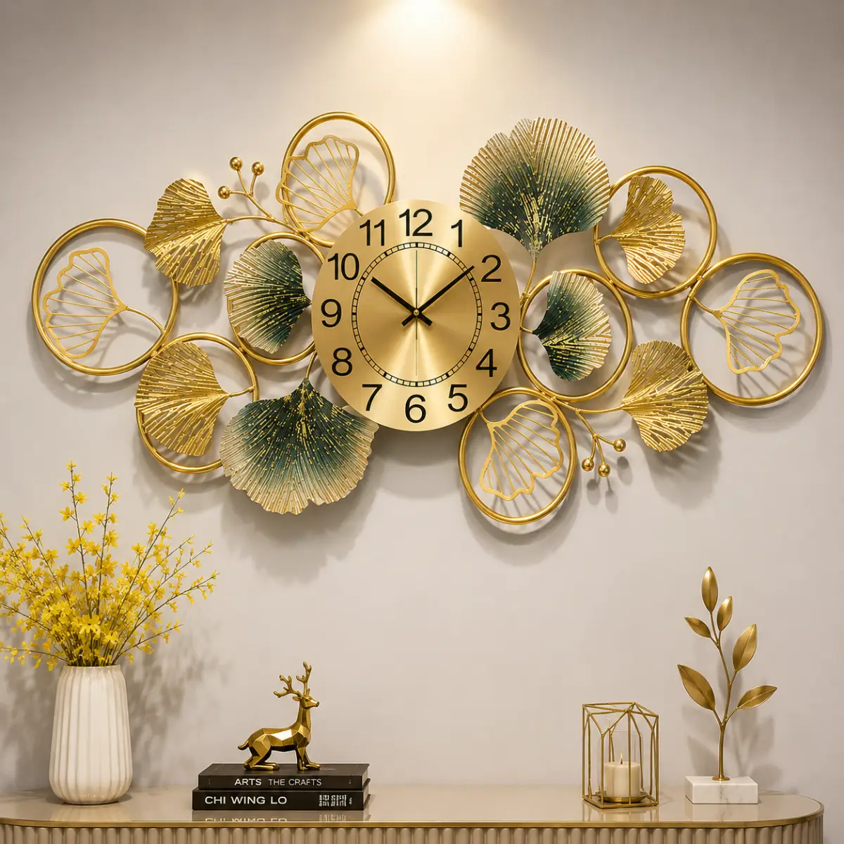 Modern Wall Clock with Leaf Design for office and hall wall decoration