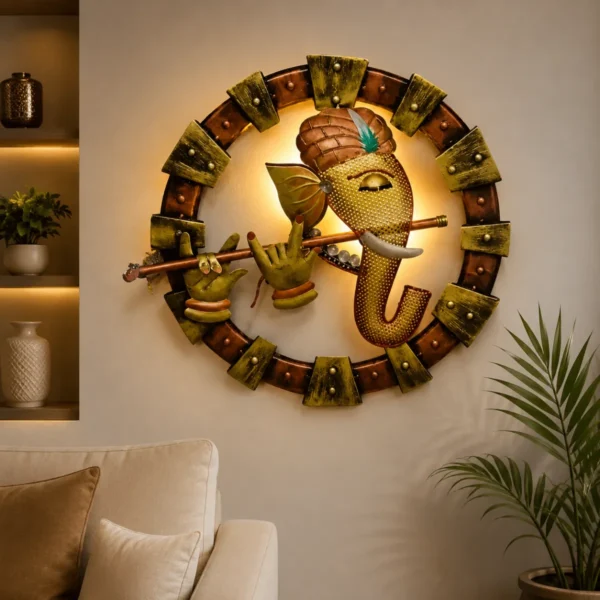 Wall Ganesha Decor with LED Light decorative metal wall art for living room