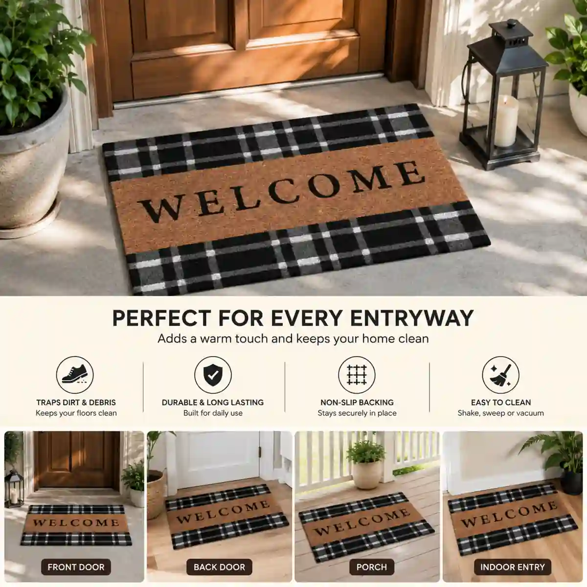 Welcome mat for multiple entryways