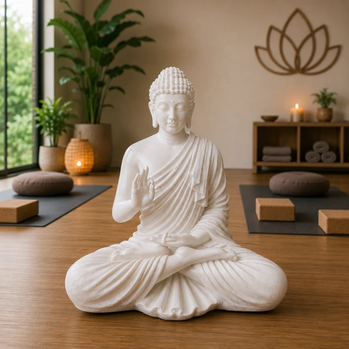 Large White Buddha 2 Feet Statue for office desk and spiritual décor
