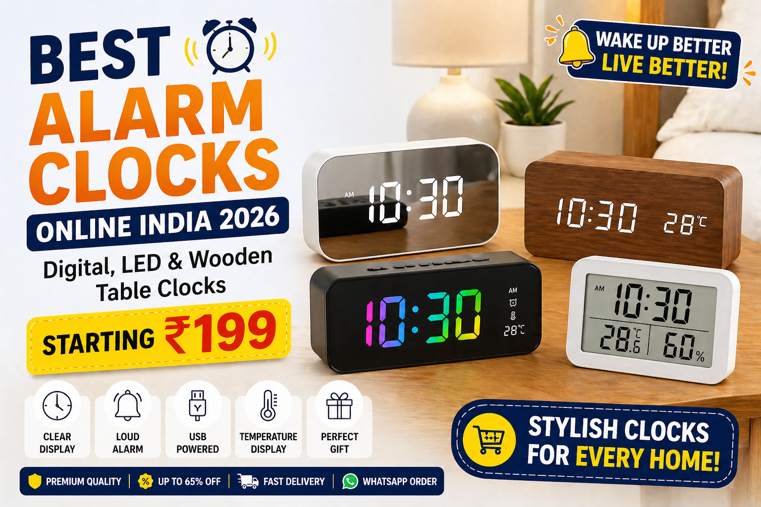 best alarm clocks in india 2026 digital led wooden clocks under 300