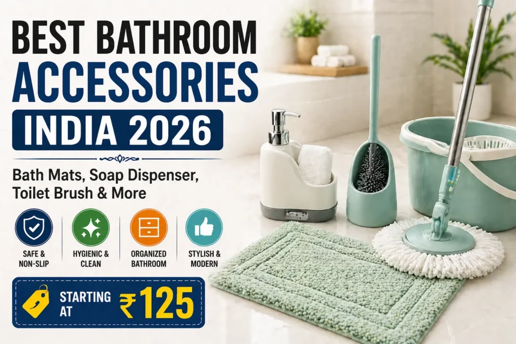 best bathroom accessories india 2026 bath mat soap dispenser toilet brush mop under 500