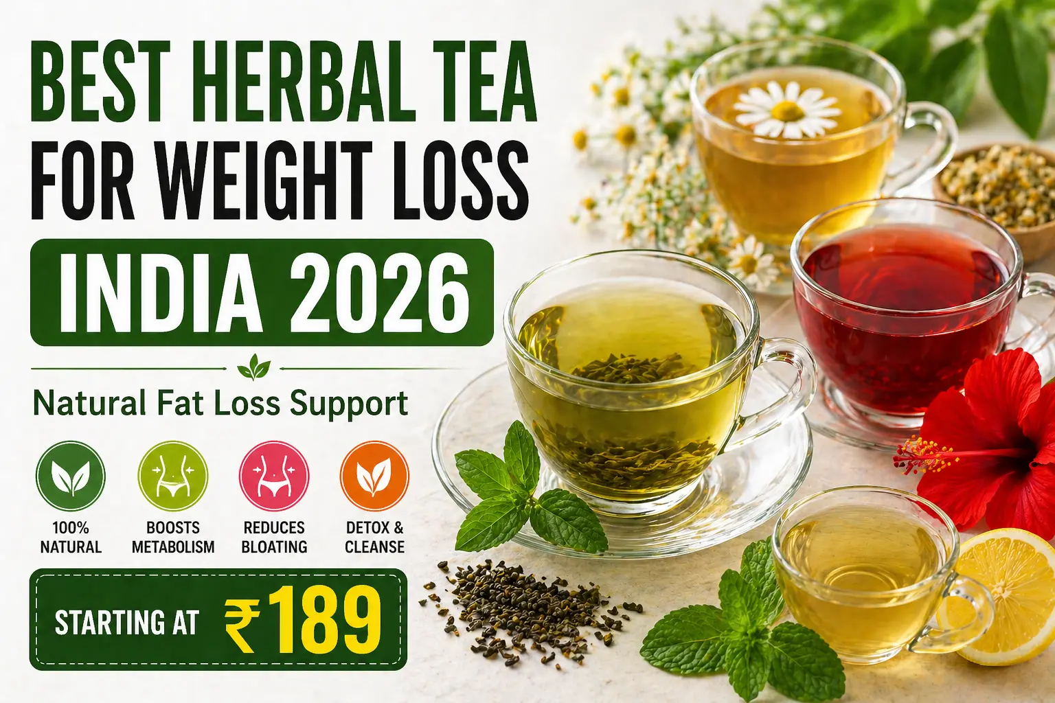 best herbal tea for weight loss india 2026 green tea hibiscus chamomile detox tea
