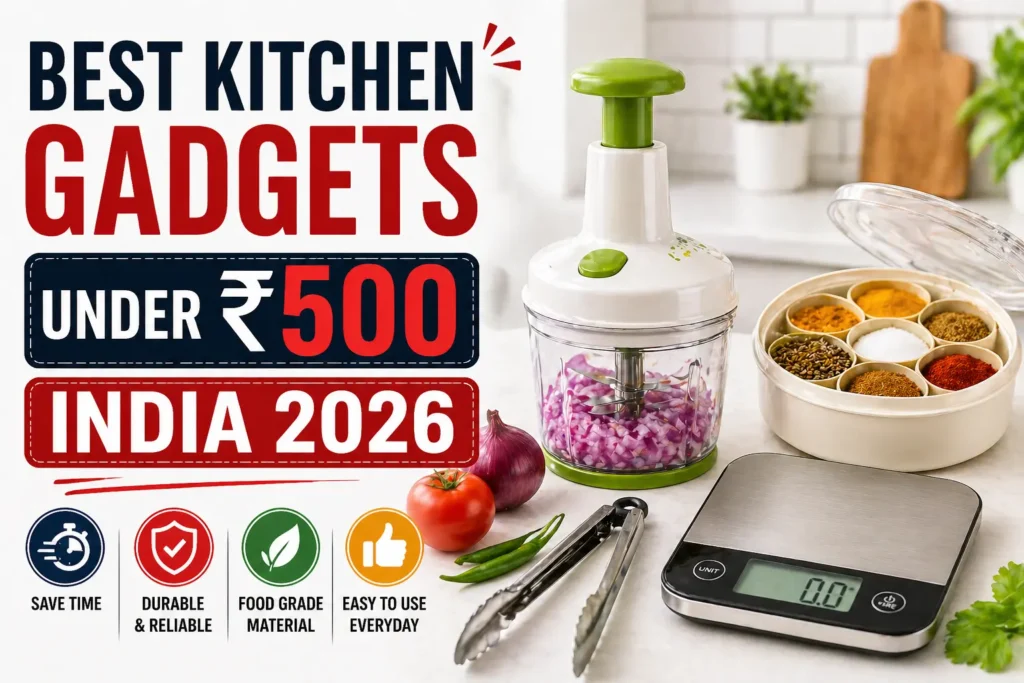 best kitchen gadgets under 500 india 2026 chopper masala box weighing scale tong