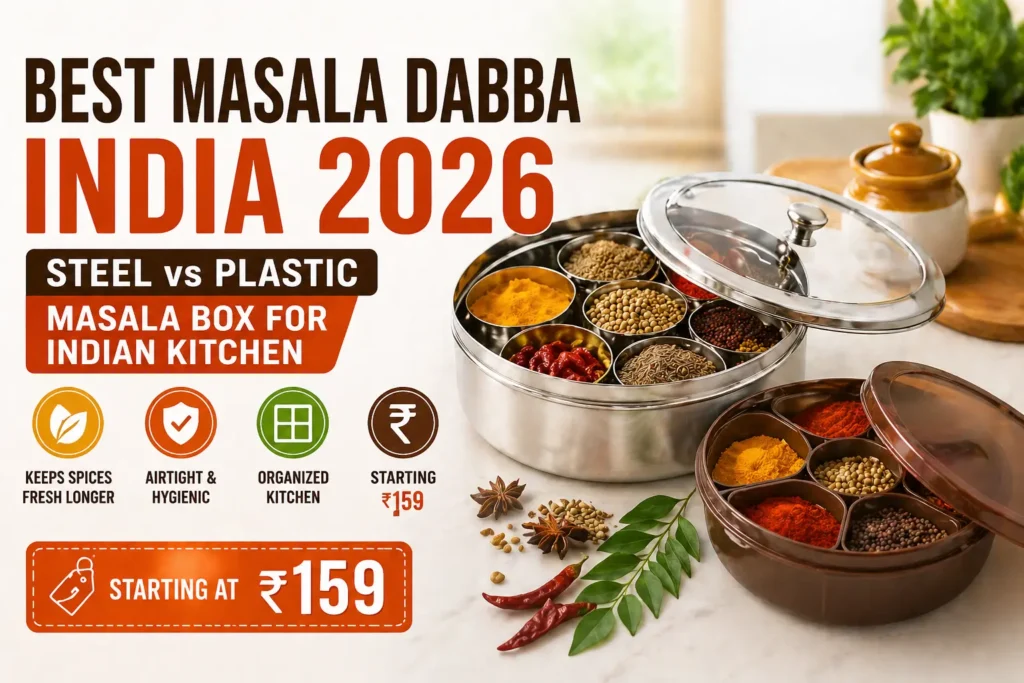 best masala dabba india 2026 steel vs plastic spice box kitchen storage under 200