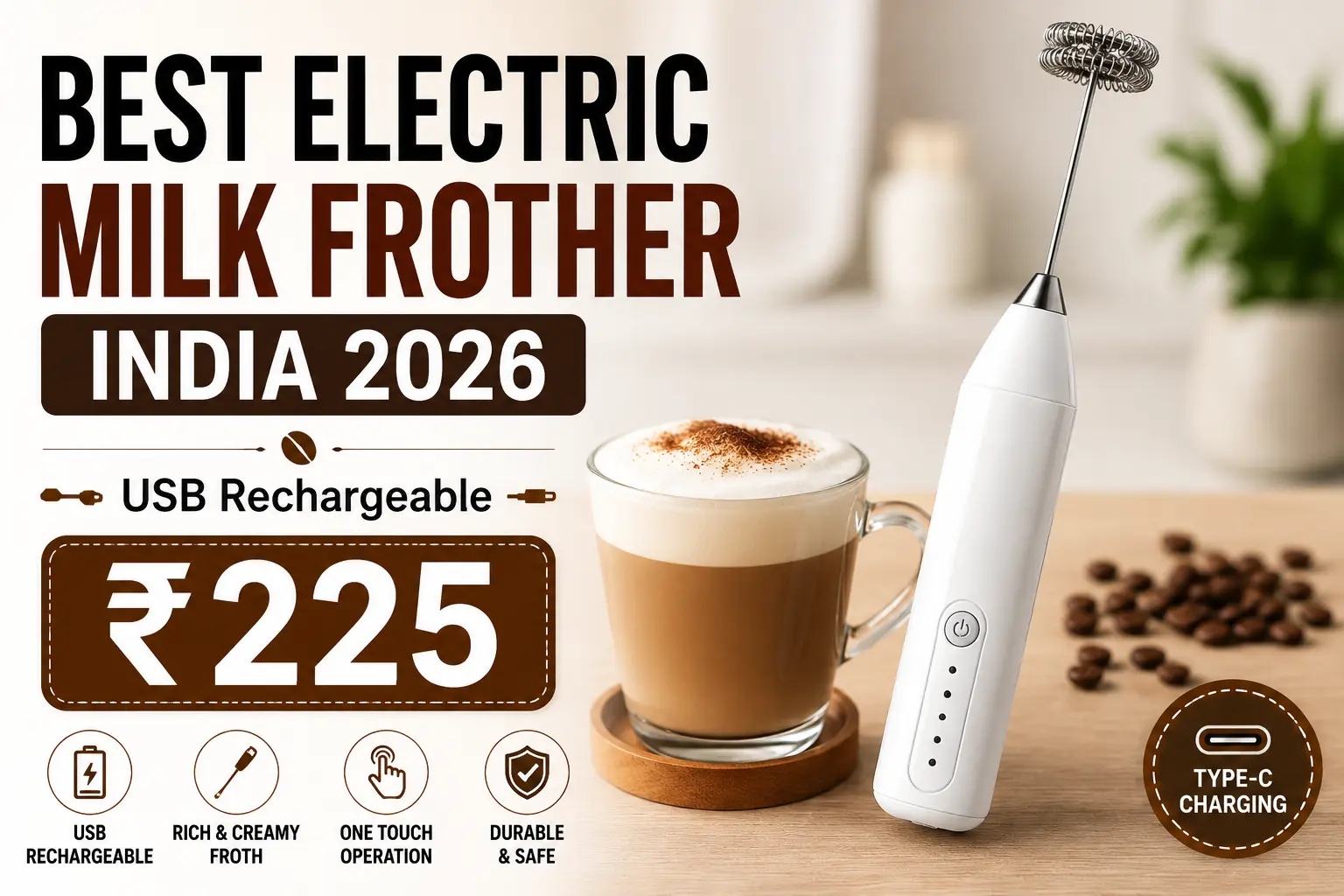 best electric milk frother india 2026 usb rechargeable handheld coffee frother latte maker