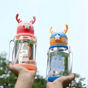 TINUMS Cartoon Water Bottle with Straw for Kid